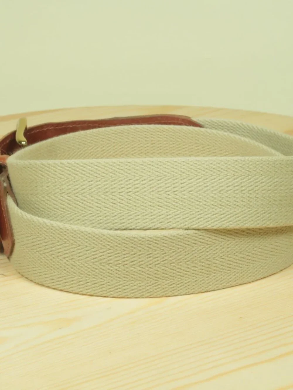 Vintage Coach Canvas Leather Tipped Surcingle Belt Mens 36 Beige Natural Tan
